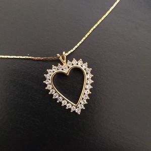 Vintage Monet Rhinestone Heart Gold Tone Chain Necklace